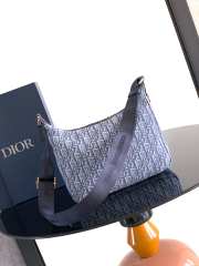 Uubags Small Rider Soft Hobo Bag Blue Dior Oblique Jacquard and Grained Calfskin 25x22x9cm - 4