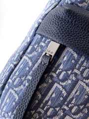 Uubags Small Rider Soft Hobo Bag Blue Dior Oblique Jacquard and Grained Calfskin 25x22x9cm - 3