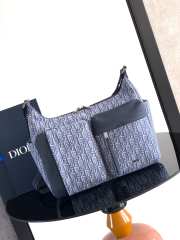 Uubags Small Rider Soft Hobo Bag Black Dior Oblique Jacquard and Grained Calfskin 25x22x9cm - 1