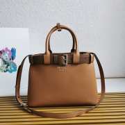 Uubags Prada Buckle small leather handbag with belt in brown 32x23x11cm - 1