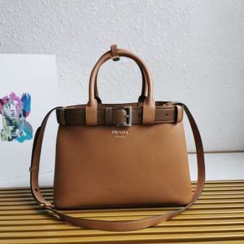 Uubags Prada Buckle small leather handbag with belt in brown 32x23x11cm