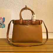 Uubags Prada Buckle small handbag croc-embossed leather trim with belt in caramel 32x23x11cm - 1