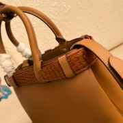 Uubags Prada Buckle small handbag croc-embossed leather trim with belt in caramel 32x23x11cm - 5