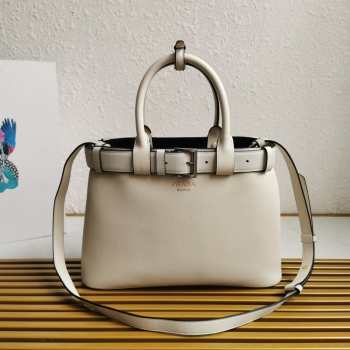 Uubags Prada Buckle small leather handbag with belt in white 32x23x11cm