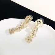 Uubags Chanel Camelia & Strass CC Dangling Earrings in Gold-Tone Metal and Crystals - 4