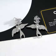 Uubags Chanel Silver-Tone Metal Bird & Star CC Dangling Earrings with Crystals and Pearls - 6