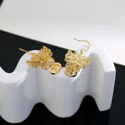 Uubags Dior Gold-Tone Metal Butterfly D Charm Earrings - 5