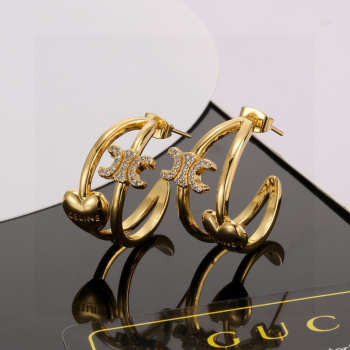 Uubags Celine Heart Hoop Earrings with Triomphe Logo