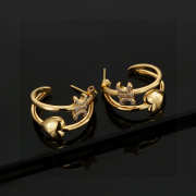 Uubags Celine Heart Hoop Earrings with Triomphe Logo - 6