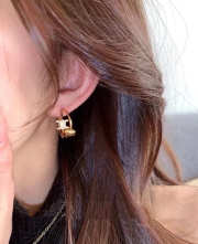 Uubags Celine Heart Hoop Earrings with Triomphe Logo - 3