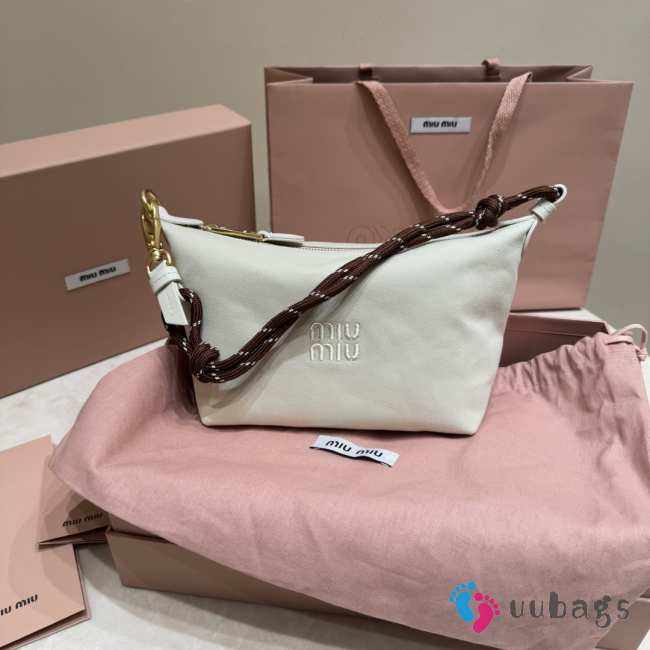 Uubags Miu Miu Gabardine Mini Bag In White 18.5x15x10cm - 1