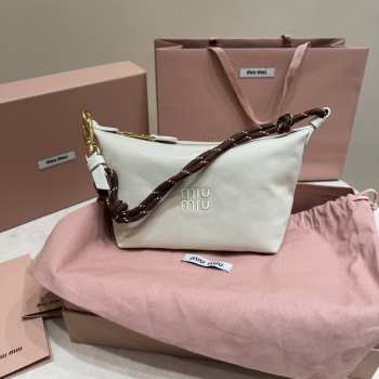 Uubags Miu Miu Gabardine Mini Bag In White 18.5x15x10cm