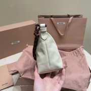 Uubags Miu Miu Gabardine Mini Bag In White 18.5x15x10cm - 5
