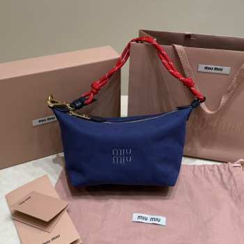 Uubags Miu Miu Gabardine Mini Bag In Navy Blue 18.5x15x10cm