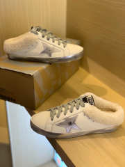Uubags Golden Goose Ball Star Sabots in white nappa with platinum star and shearling lining - 2