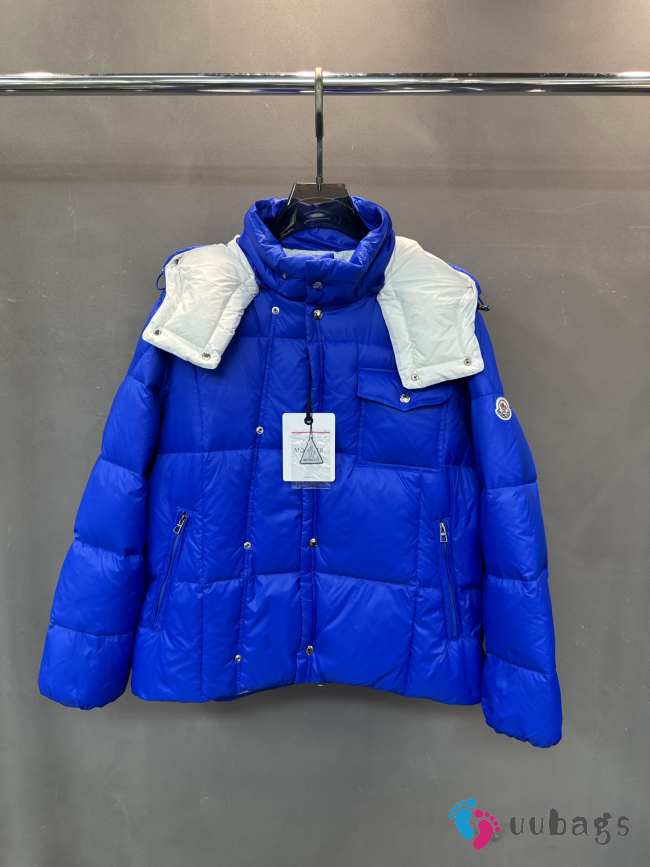 Uubags Moncler Blue Serfanto Short Hooded Down Jacket  - 1
