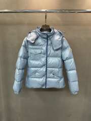 Uubags Moncler Women's Glareins Short Hooded Down Jacket In Light Blue - 1