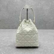 Uubags Dior Caro Nano Bucket Bag White Macrocannage Lambskin 14x15x7cm - 3