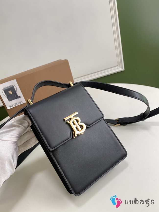 Uubags Burberry Mini TB Bag in Black Smooth Leather 13.5x4.5x19cm - 1