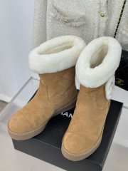 Uubags Chanel Shearling Suede Ankle Boots In Tan - 6