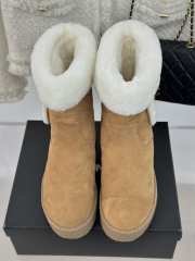 Uubags Chanel Shearling Suede Ankle Boots In Tan - 5