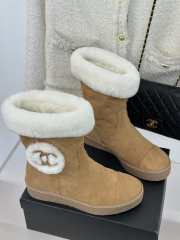 Uubags Chanel Shearling Suede Ankle Boots In Tan - 4