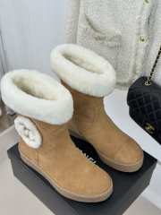 Uubags Chanel Shearling Suede Ankle Boots In Tan - 2