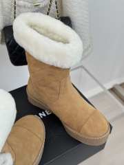 Uubags Chanel Shearling Suede Ankle Boots In Tan - 3