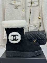 Uubags Chanel Shearling Suede Ankle Boots In Black - 1