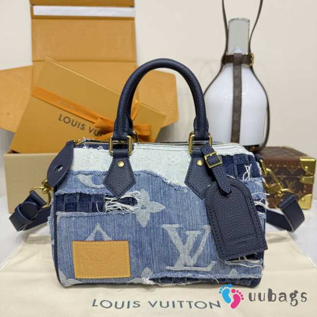 Uubags Louis Vuitton M15276 Speedy Bandouliere Bag Denim Blue 25x15x15cm - 1