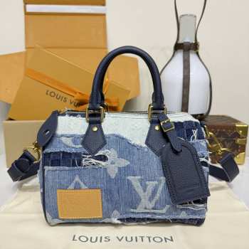 Uubags Louis Vuitton M15276 Speedy Bandouliere Bag Denim Blue 25x15x15cm