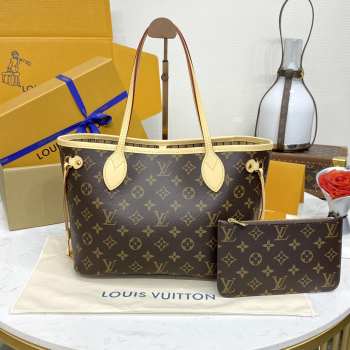 Uubags Louis Vuitton M46979 Neverfull PM Bag Beige Monogram Canvas 29x21x12cm