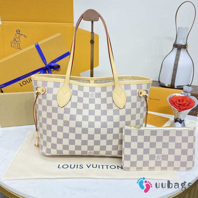 Uubags Louis Vuitton N40605 Neverfull PM Bag Damier Azur Canvas 29x21x12cm - 1