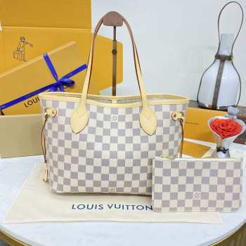 Uubags Louis Vuitton N40605 Neverfull PM Bag Damier Azur Canvas 29x21x12cm