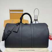 Uubags Louis Vuitton M26118 Keepall Bandoulière Bag Black Waxed Calfskin 50x29x23cm - 1