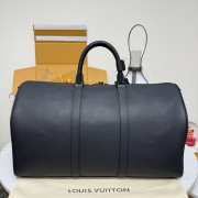 Uubags Louis Vuitton M26118 Keepall Bandoulière Bag Black Waxed Calfskin 50x29x23cm - 6