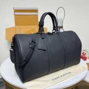 Uubags Louis Vuitton M26118 Keepall Bandoulière Bag Black Waxed Calfskin 50x29x23cm - 4