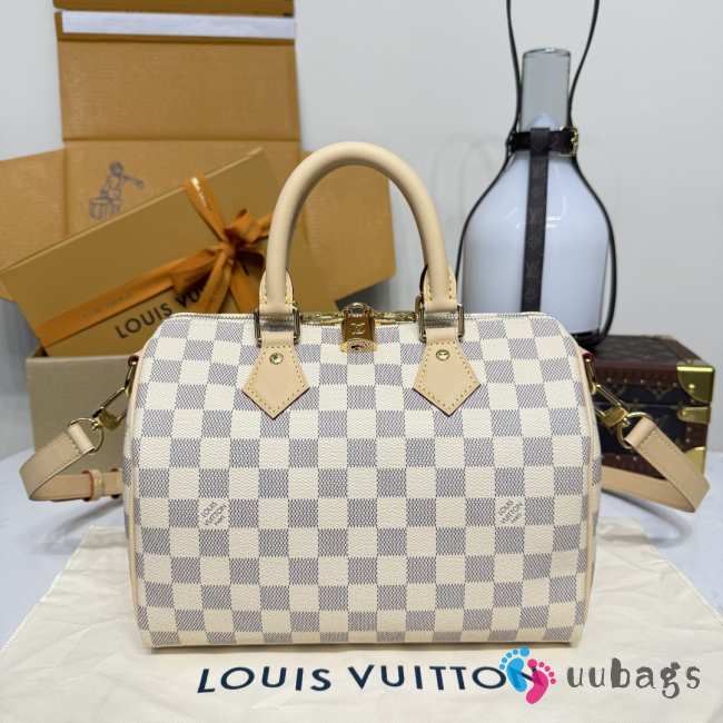Uubags Louis Vuitton N40608 Speedy Bandoulière Bag Damier Azur Canvas 25x19x15cm - 1