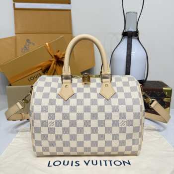 Uubags Louis Vuitton N40608 Speedy Bandoulière Bag Damier Azur Canvas 25x19x15cm