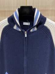 Uubags Dior preppy cardigan couture blue and beige jersey felt with lily-of-the-valley embroidery - 6