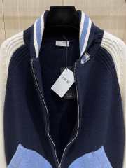 Uubags Dior preppy cardigan couture blue and beige jersey felt with lily-of-the-valley embroidery - 4