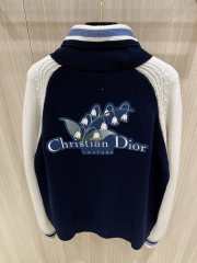 Uubags Dior preppy cardigan couture blue and beige jersey felt with lily-of-the-valley embroidery - 2