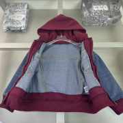 Uubags Kid's Patched Denim Jacket in Blue Denim/ Burgundy - 3