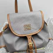 Uubags Miu Miu Canvas And Leather Backpack In Aluminum/Brandy 29.5x25x12.5cm - 4