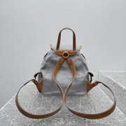 Uubags Miu Miu Canvas And Leather Backpack In Aluminum/Brandy 29.5x25x12.5cm - 3