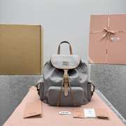Uubags Miu Miu Canvas And Leather Backpack In Aluminum/Brandy 29.5x25x12.5cm - 1