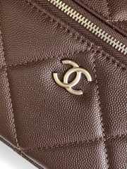 Uubags Chanel Vanity bag with strap grained calfskin & silver metal in dark brown 17x19.5x5cm - 4
