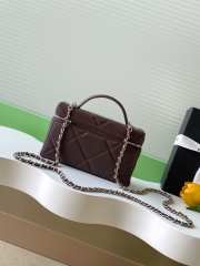 Uubags Chanel Vanity bag with strap grained calfskin & silver metal in dark brown 17x19.5x5cm - 5