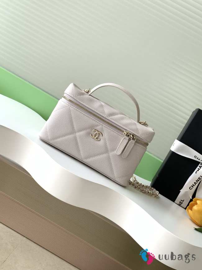 Uubags Chanel Vanity bag with strap grained calfskin & gold metal in grey 17x19.5x5cm - 1