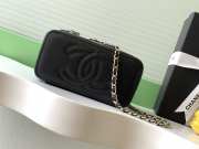 Uubags Chanel long vanity bag with chain grained shiny calfskin & gold-tone metal in black 9.5x17x8cm - 2